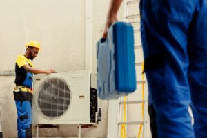 Swamp cooler maintenance.