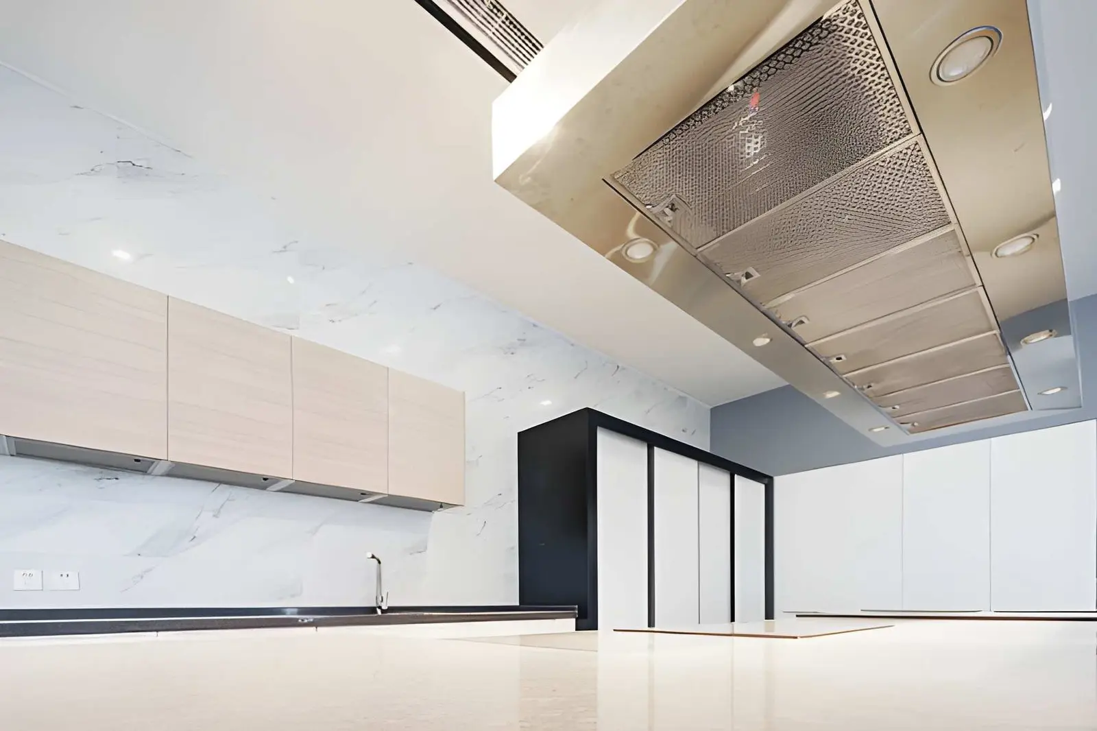 Commercial Kitchen Hood Installation Near Me professional stainless steel hood system installed in modern restaurant kitchen