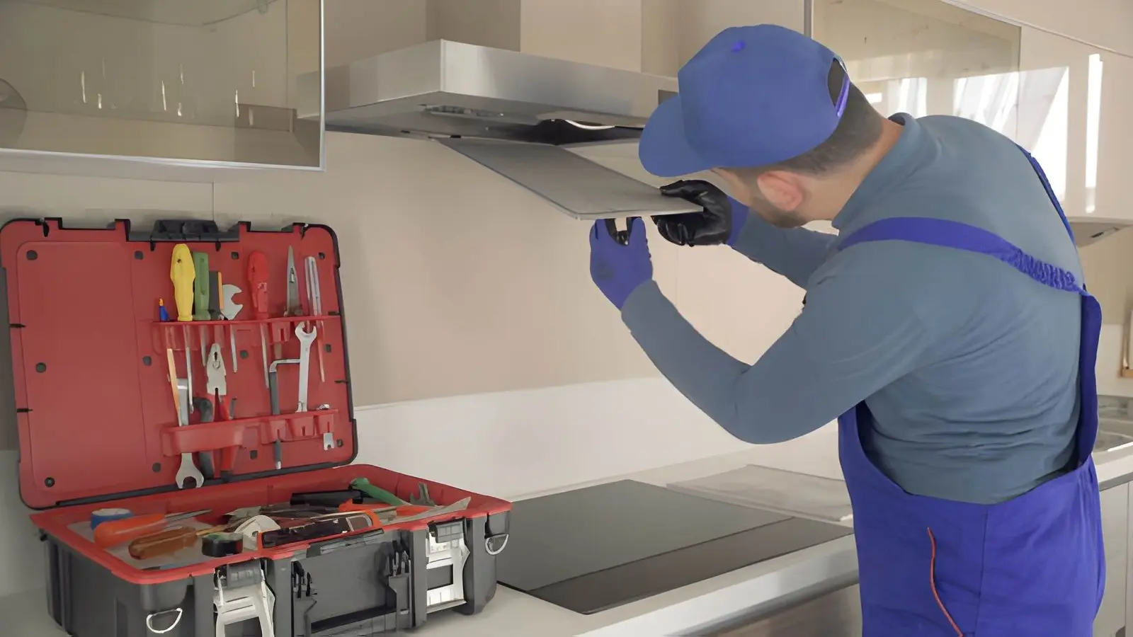 Expert handling Commercial Kitchen Hood Repair by cleaning heavy grease buildup from hood filters